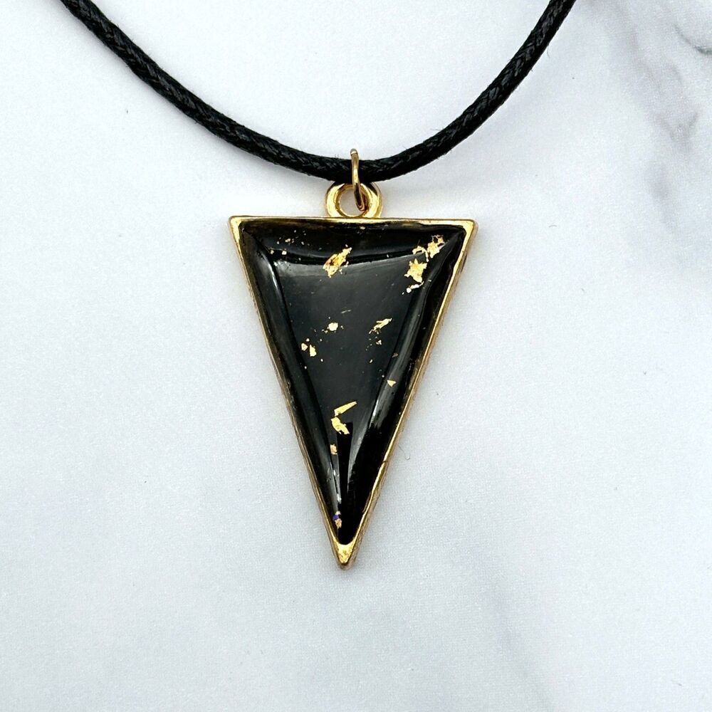 Black Color Change Mood Triangle Statement Pendant